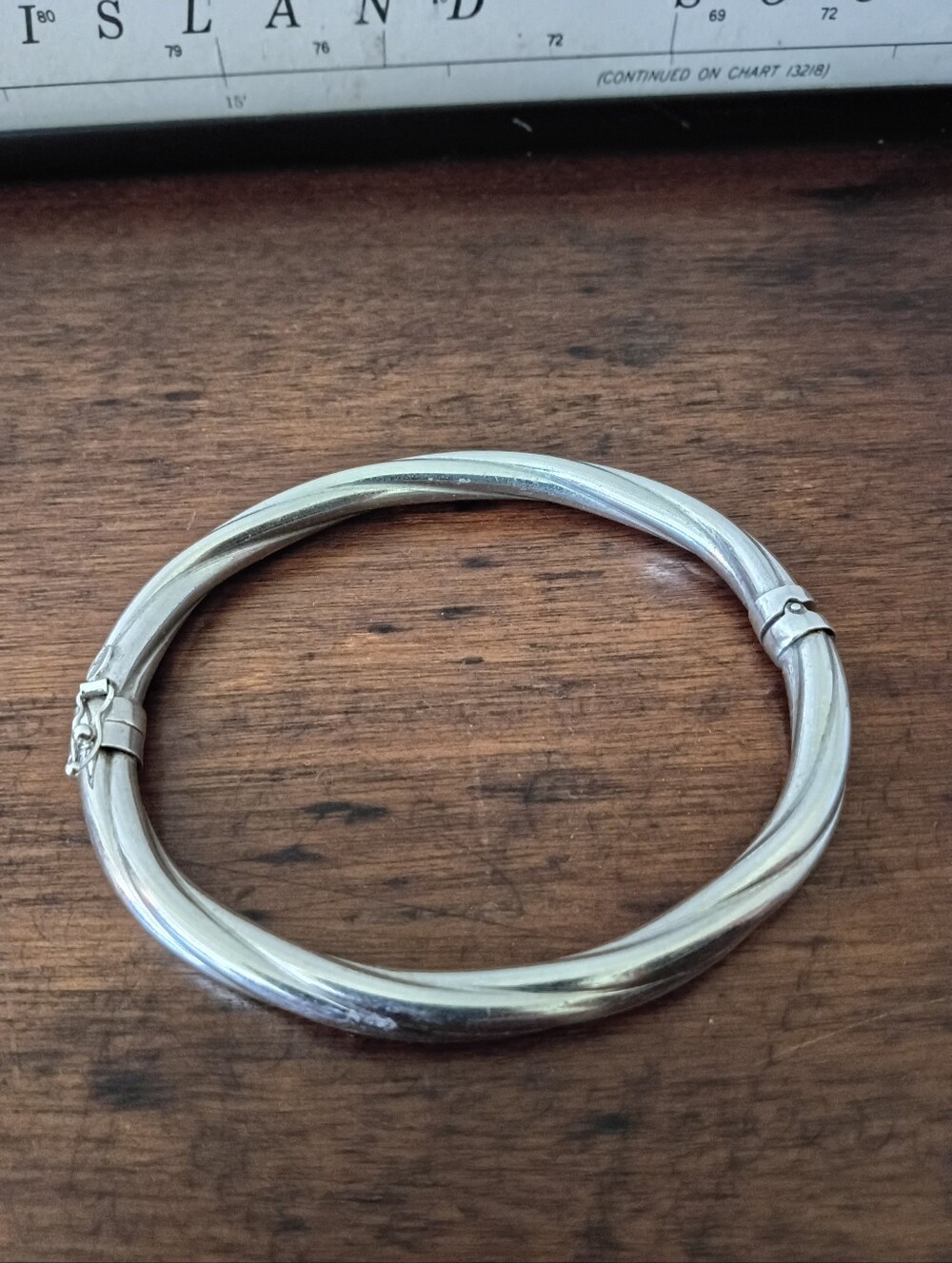 Elegant Vintage 925 Sterling Silver Twisted Bangle Bracelet